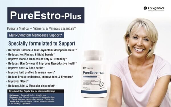 Trexgenics® PureEstro-Plus Advanced Pueraria Mirifica Complex with Vital Vitamins & Minerals (Pack of 60 Veg. Capsules) - Image 7
