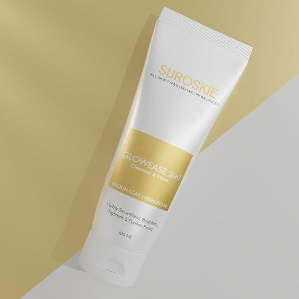 Suroskie GlowEase 2-in-1 Cleanser & Mask 100 ml | Aloe Vera & Kaolin Clay | Deep Cleansing Face Wash For Hydrated, Glowing & Brighten Skin | Korean Skincare Product for Sagging & Dullness Men & Women - Image 3