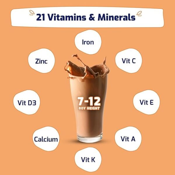 Gritzo SuperMilk Height+ (7-12y Boys), 10g Protein Powder (Double Chocolate, 400g) | Zero Refined Sugar, 21 Vitamins & Minerals - Image 5