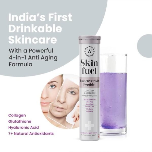 Wellbeing Nutrition Skin Fuel Glutathione Tablets for Glowing Skin, Radiance, Skin Whitening & Anti Ageing | Hyaluronic Acid, Vitamin C & Vitamin E | 15 Effervescent Tablets - Image 6