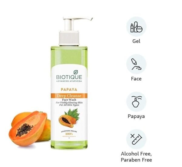 Biotique Papaya Deep Cleanse Face Wash | Gentle Exfoliation | Visibly Glowing Skin | 100% Botanical Extracts| Suitable for All Skin Types | 200ml - Image 4