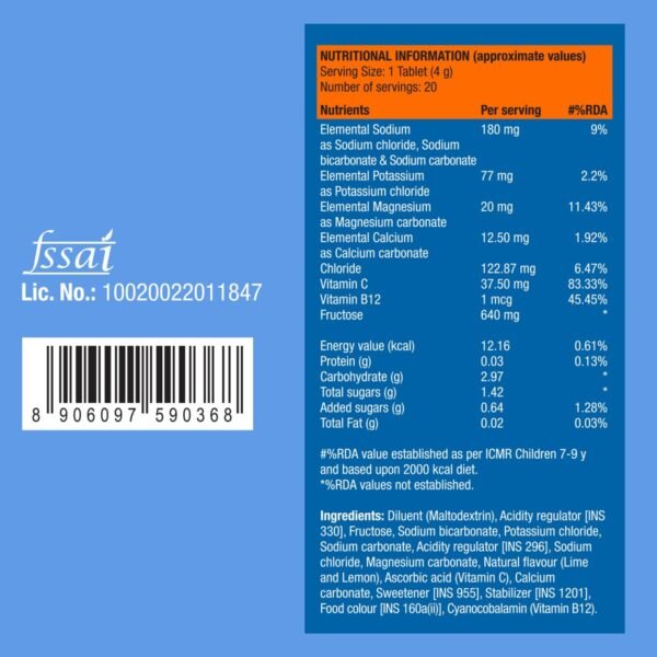 Fast&Up Reload (20 Litres) Low Sugar energy drink for Instant Hydration - 80 Effervescent Tablets with 5 Essential Electrolytes + Added Vitamins- Certified Electrolytes Drink - Lime and Lemon flavour - Image 6